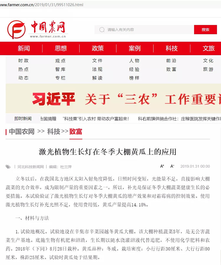 激光植物补光灯在辛集市辛菜园越冬黄瓜使用报道 激光植物补光灯在辛集市辛菜园越冬黄瓜使用报道